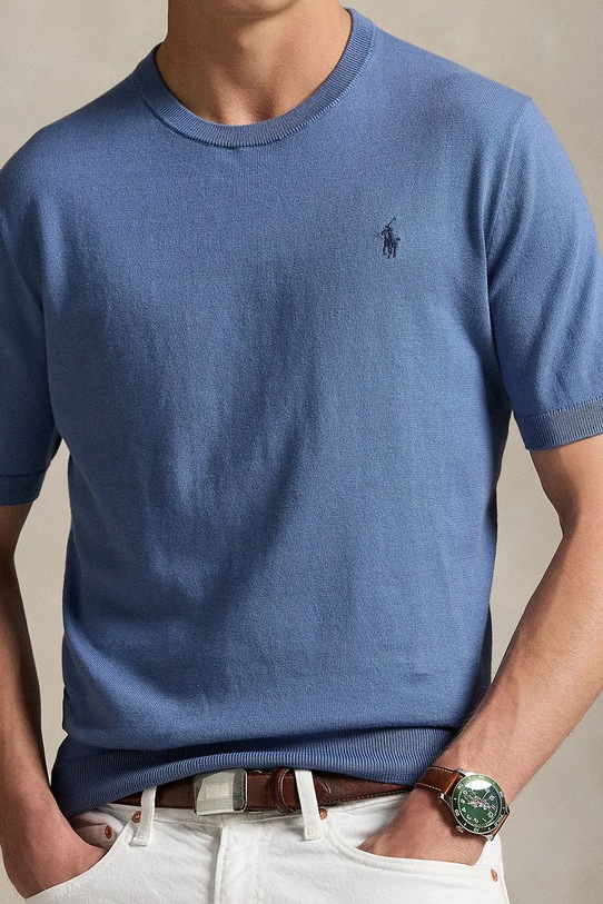 Bombažna kratka majica Polo Ralph Lauren modra 710980681