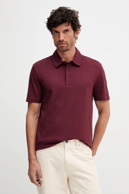 BOSS polo z dodatkiem jedwabiu BECKHAM X BOSS regular bordowy 50554093