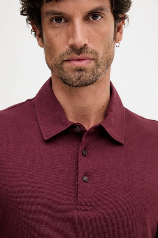 BOSS polo z dodatkiem jedwabiu BECKHAM X BOSS bordowy 50554093