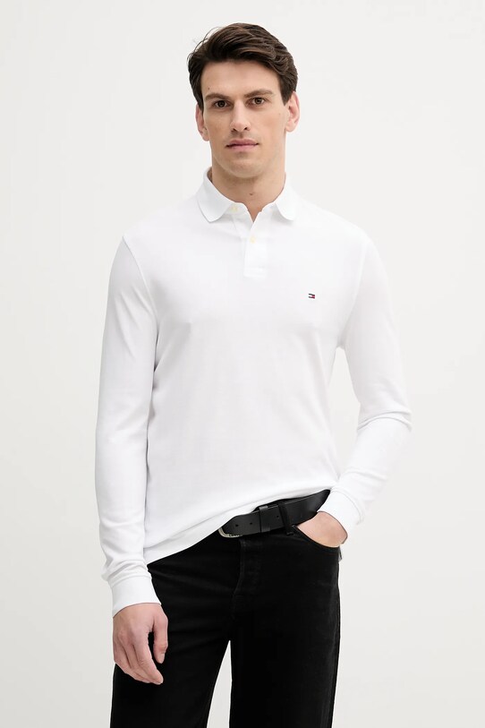 Tommy Hilfiger longsleeve z elastanem biały MW0MW20183