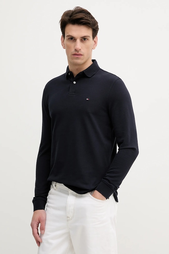 Tommy Hilfiger longsleeve z elastanem granatowy MW0MW20183