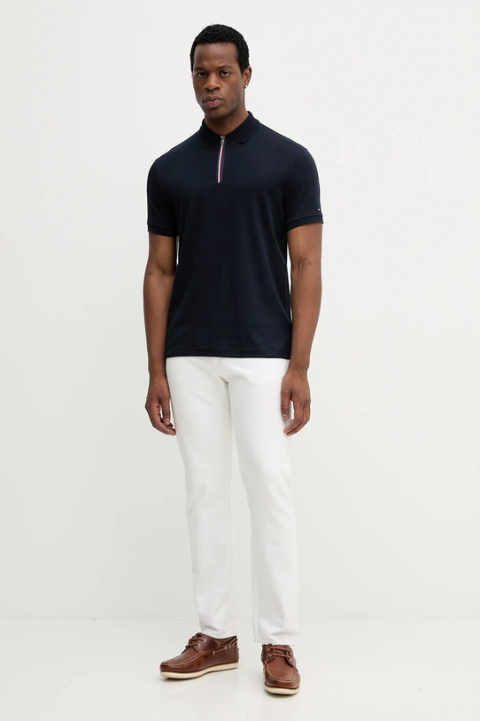 Памучна тениска с яка Tommy Hilfiger MW0MW39552 тъмносин AW25