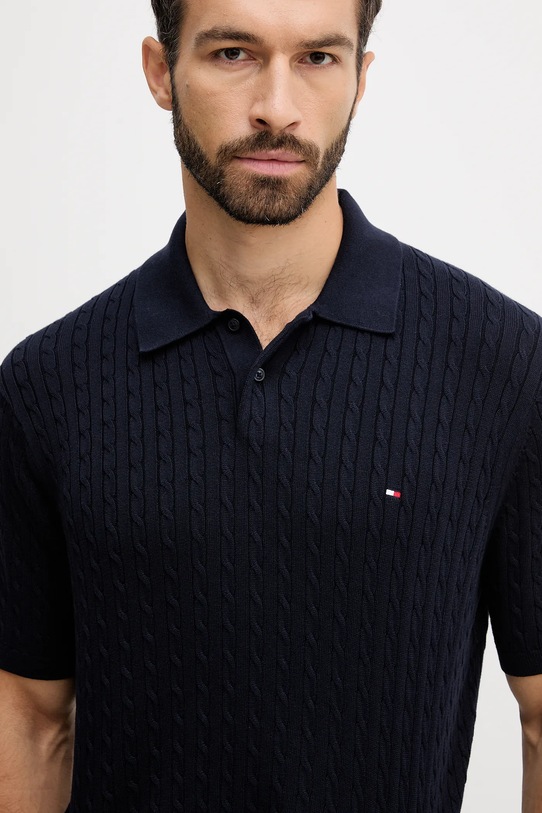 Tommy Hilfiger pamut póló sötétkék MW0MW40701