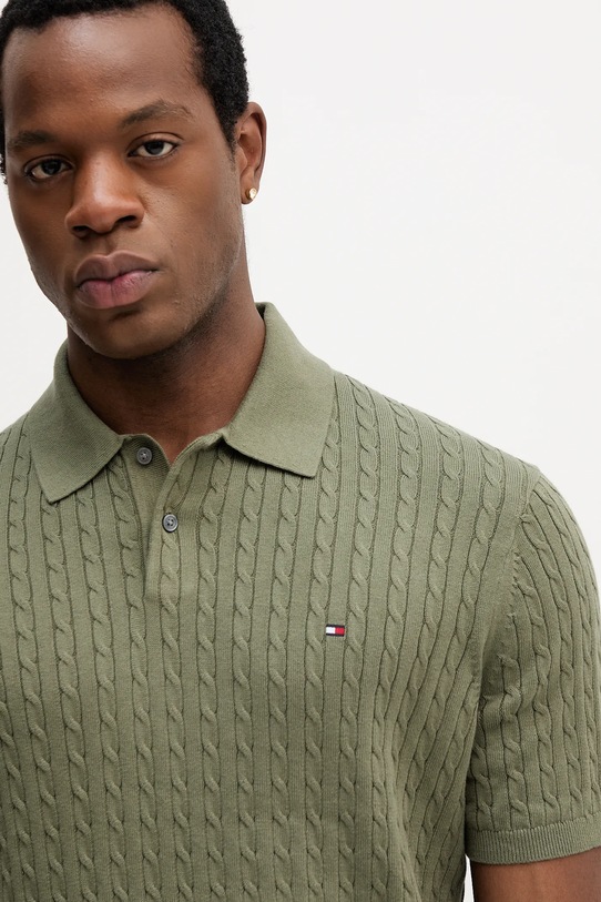 Tommy Hilfiger polo bawełniane zielony MW0MW40701