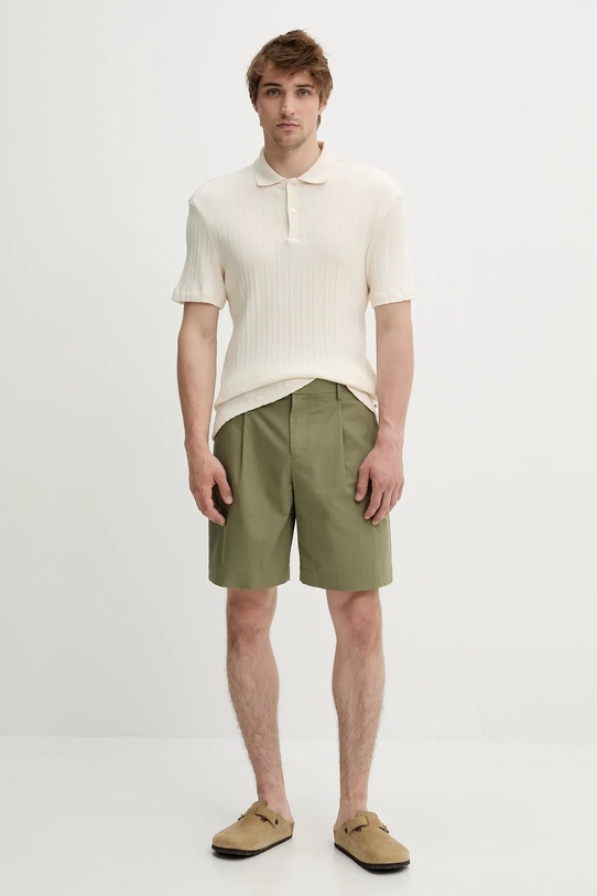 Samsoe Samsoe polo bawełniane SAKEVIN M25200034 beżowy AW25