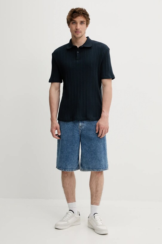 Samsoe Samsoe polo bawełniane SAKEVIN M25200034 granatowy AW25