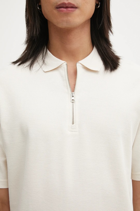 Samsoe Samsoe polo bawełniane SAMAC beżowy M25200033