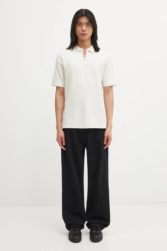 Samsoe Samsoe polo bawełniane SAMAC M25200033 beżowy