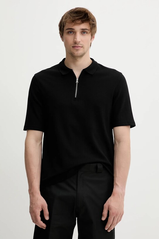Samsoe Samsoe polo de bumbac SAMAC regular negru M25200033