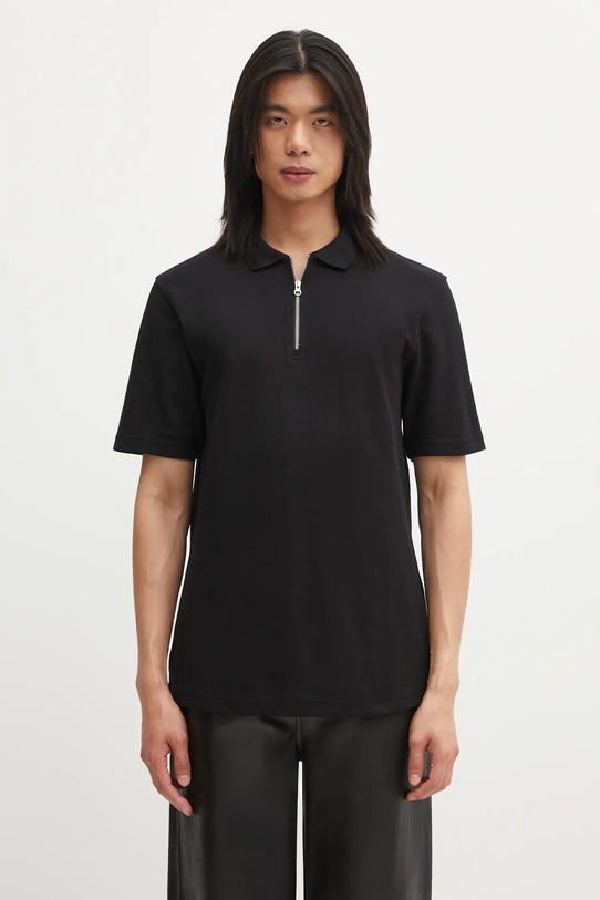 Samsoe Samsoe polo bawełniane SAMAC gładkie czarny M25200033