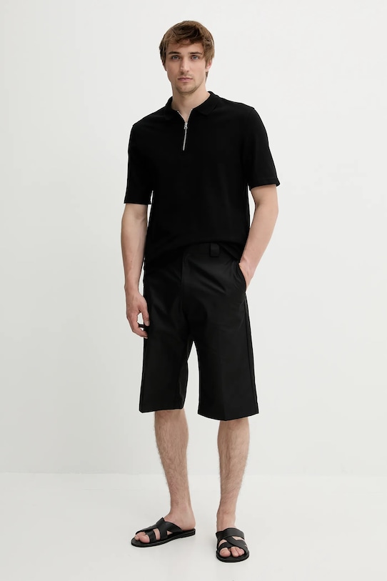 Samsoe Samsoe polo bawełniane SAMAC M25200033 czarny AW25