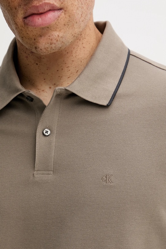 Bavlnené polo tričko Calvin Klein LV04LC239G béžová