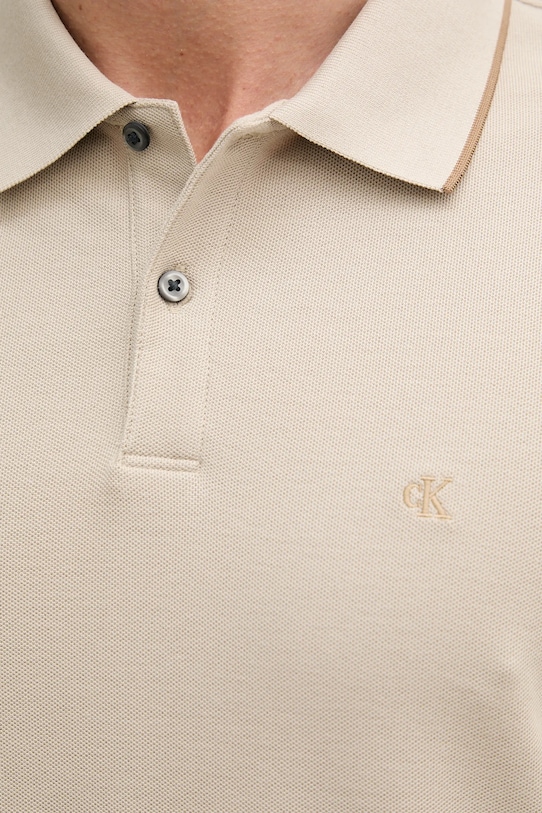 Bavlněné polo tričko Calvin Klein béžová LV04LC239G