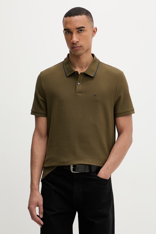 Calvin Klein polo męskie bawełniane zielony LV04LC239G