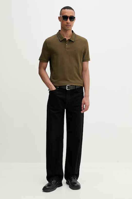 Calvin Klein polo męskie bawełniane LV04LC239G zielony SS26