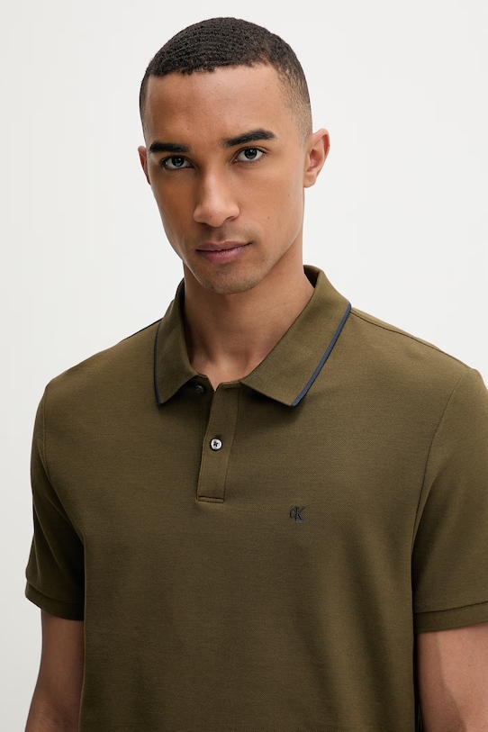 Calvin Klein polo męskie bawełniane zielony LV04LC239G