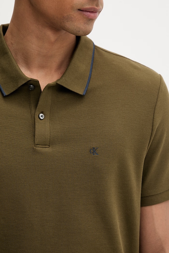 Calvin Klein polo męskie bawełniane LV04LC239G zielony