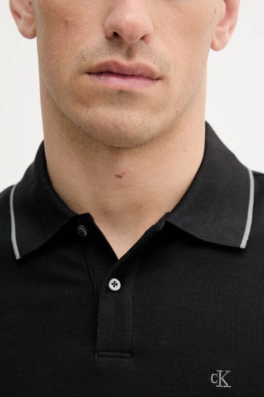 Calvin Klein polo de bumbac LV04LC239G negru