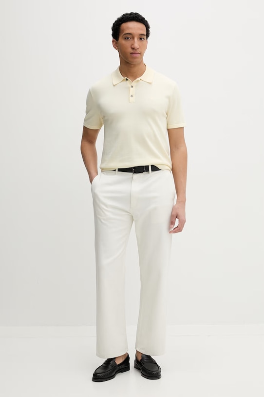 Calvin Klein Πλεκτό μπλουζάκι πόλο ανδρικό βαμβακερό LV04LC326G κίτρινο SS26