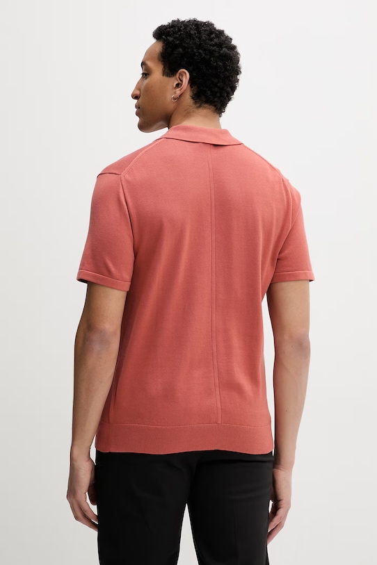 Ρούχα Calvin Klein Πλεκτό μπλουζάκι πόλο ανδρικό βαμβακερό LV04LC326G πορτοκαλί