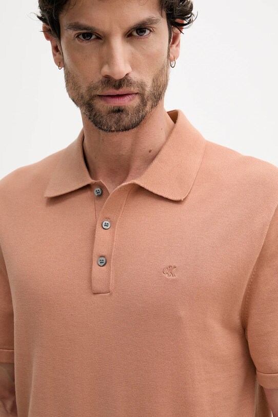 Calvin Klein polo bawełniane pomarańczowy LV04LC326G
