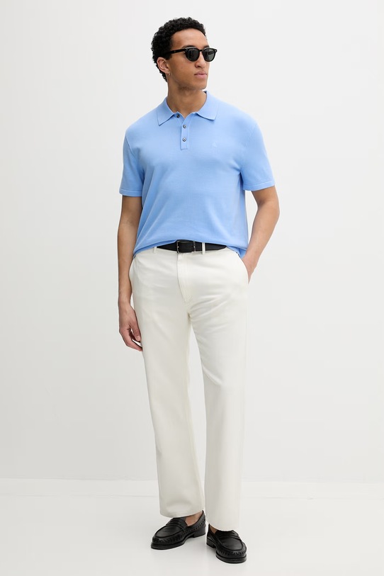 Calvin Klein Πλεκτό μπλουζάκι πόλο ανδρικό βαμβακερό LV04LC326G μπλε SS26