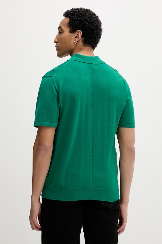 Ρούχα Calvin Klein πλεκτό μπλουζάκι πόλο Ανδρικό βαμβακερό LV04LC326G πράσινο