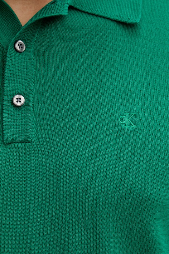 Calvin Klein πλεκτό μπλουζάκι πόλο Ανδρικό βαμβακερό LV04LC326G πράσινο