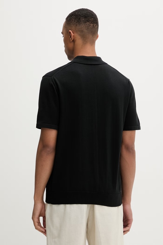 Ρούχα Calvin Klein Πλεκτό μπλουζάκι πόλο Ανδρικό βαμβακερό LV04LC326G μαύρο