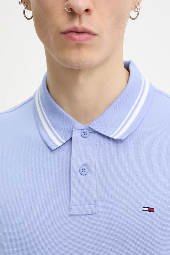 Хлопковое поло Tommy Jeans голубой DM0DM21846