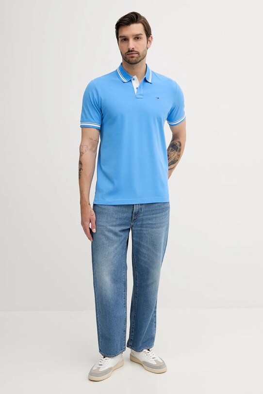 Tommy Jeans polo bawełniane DM0DM21846 niebieski AW25