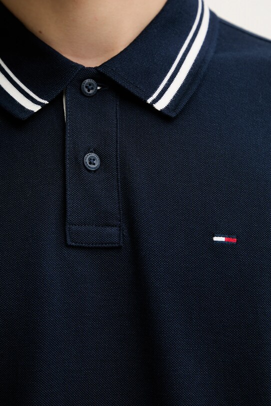 Памучна тениска с яка Tommy Jeans DM0DM21846 тъмносин