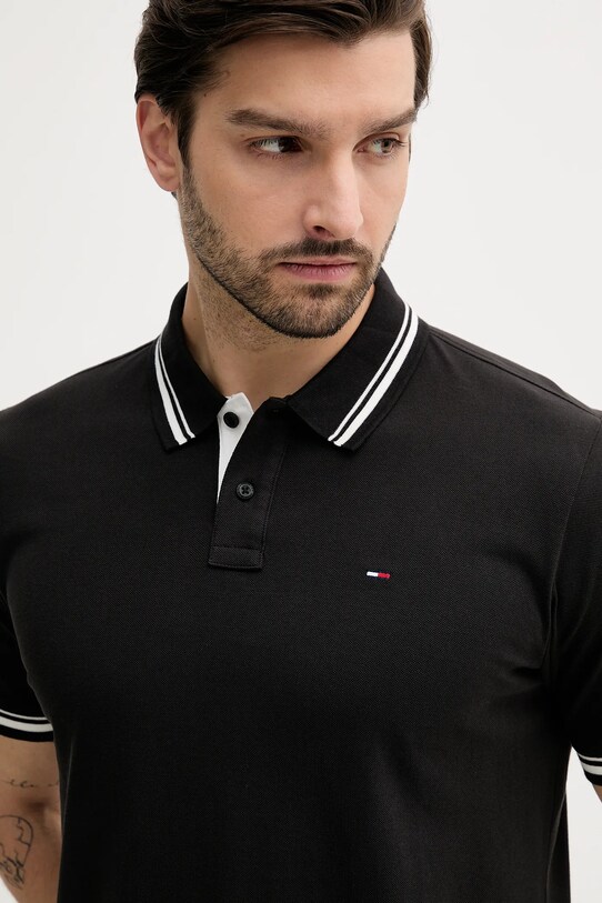 Tommy Jeans polo de bumbac negru DM0DM21846