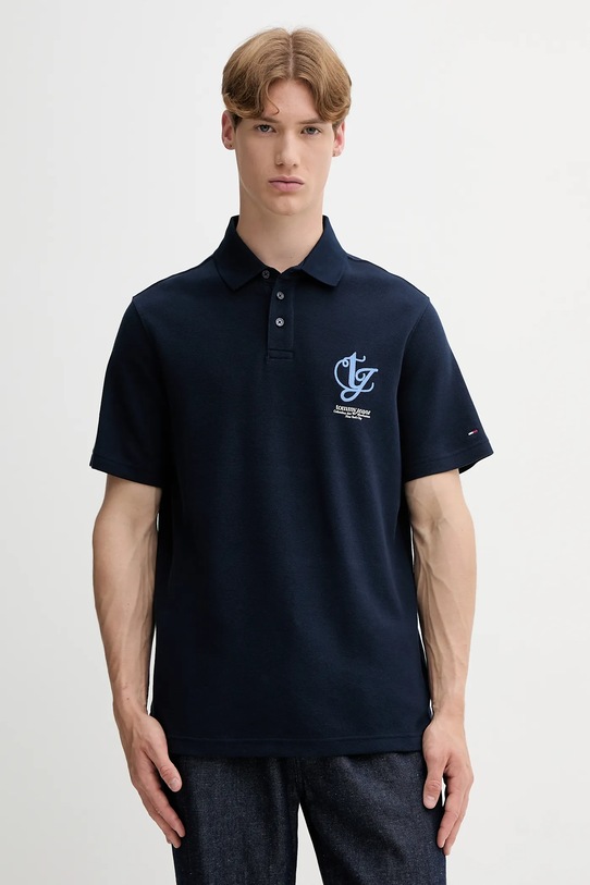 Βαμβακερό μπλουζάκι πόλο Tommy Jeans βαμβάκι σκούρο μπλε DM0DM21909