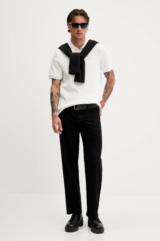 Bavlnené polo tričko Tommy Jeans biela DM0DM21935