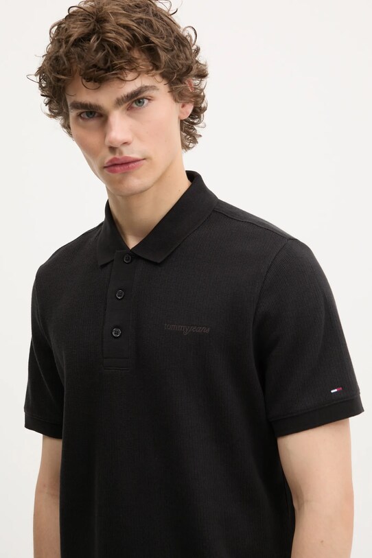 Pamučna polo majica Tommy Jeans crna DM0DM21935