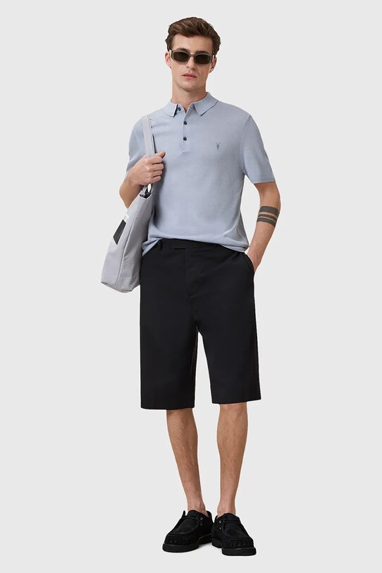 AllSaints polo din lână MODE M086KB albastru
