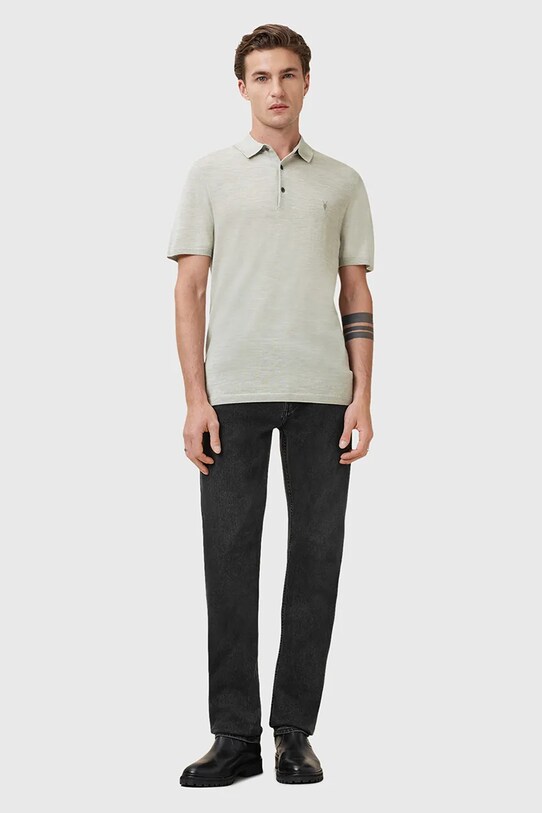 AllSaints polo wełniane MODE M086KB zielony