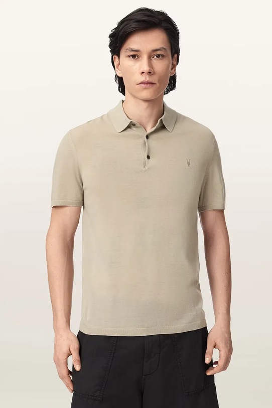 AllSaints polo męskie wełniane MODE beżowy M086KB