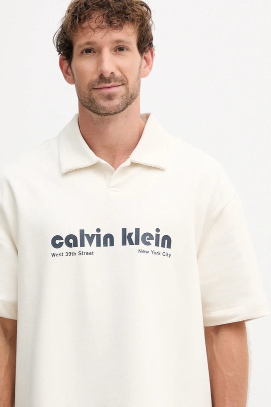 Дрехи Тениска с яка Calvin Klein Jeans LV04RC243G бежов