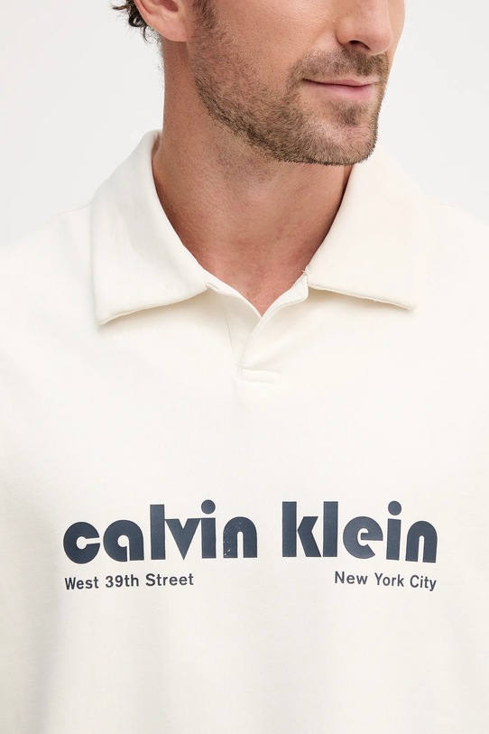 Тениска с яка Calvin Klein Jeans бежов LV04RC243G
