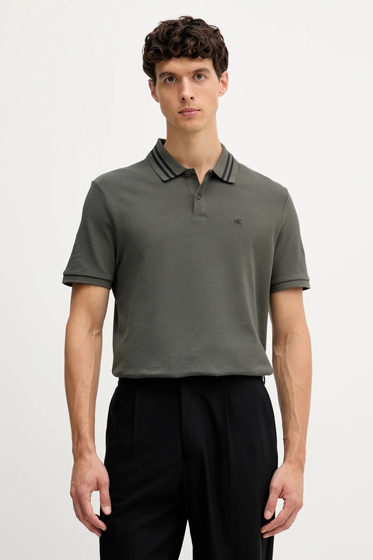 Calvin Klein Jeans polo bawełniane zielony LV04RC276G