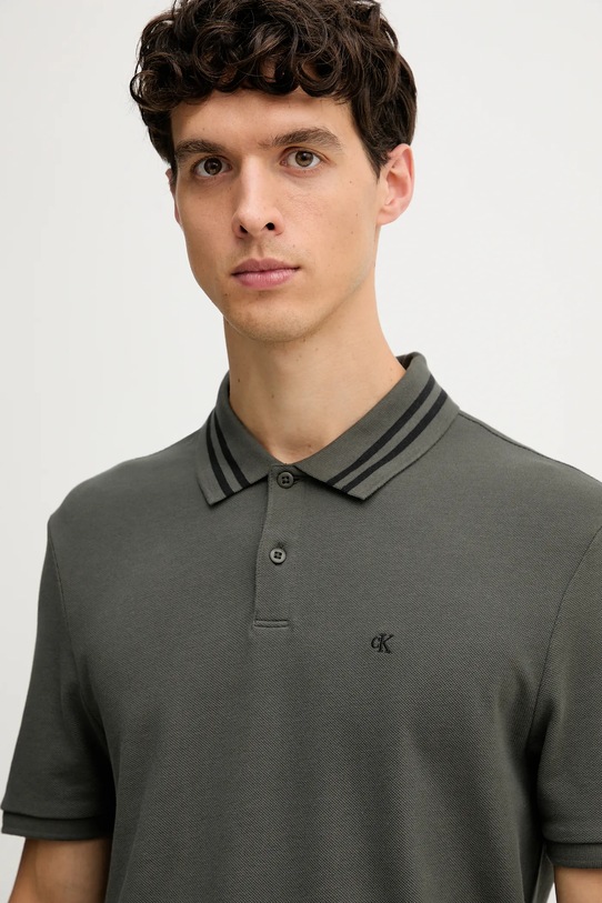 Calvin Klein Jeans polo bawełniane zielony LV04RC276G