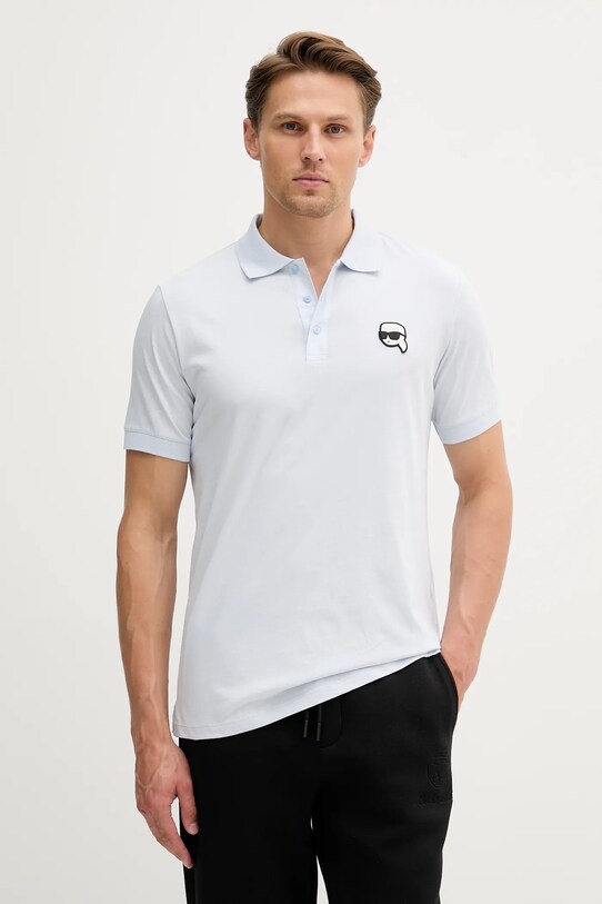 Bavlnené polo tričko Karl Lagerfeld nášivka modrá 553224.745710