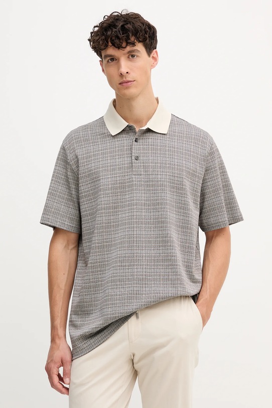 BOSS polo bawełniane wzorzyste szary 50543402