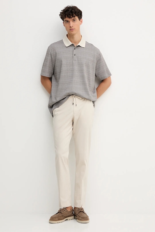 BOSS polo bawełniane 50543402 szary AW25