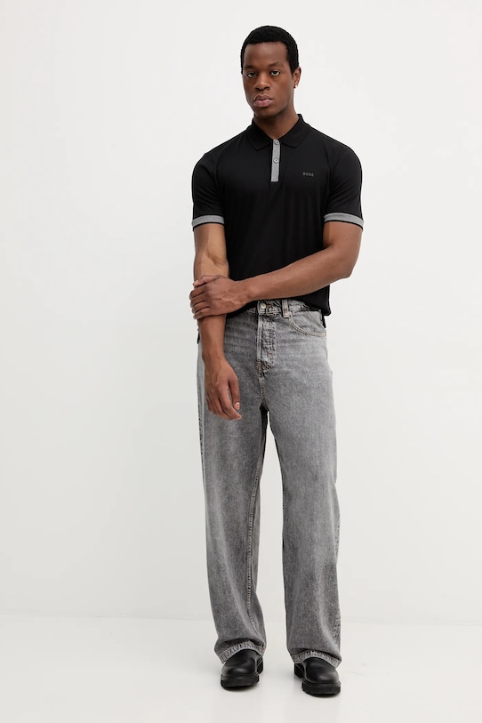 BOSS polo bawełniane 50543865 czarny AW25