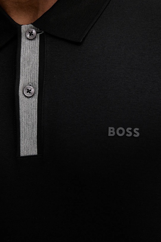 Памучна тениска с яка BOSS 50543865 черен