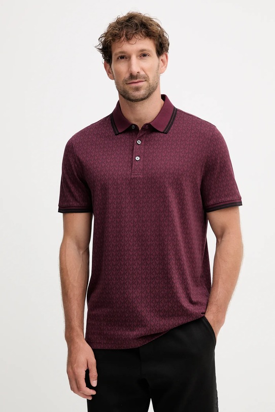 Michael Kors polo bawełniane wzorzyste bordowy CS550V85KS