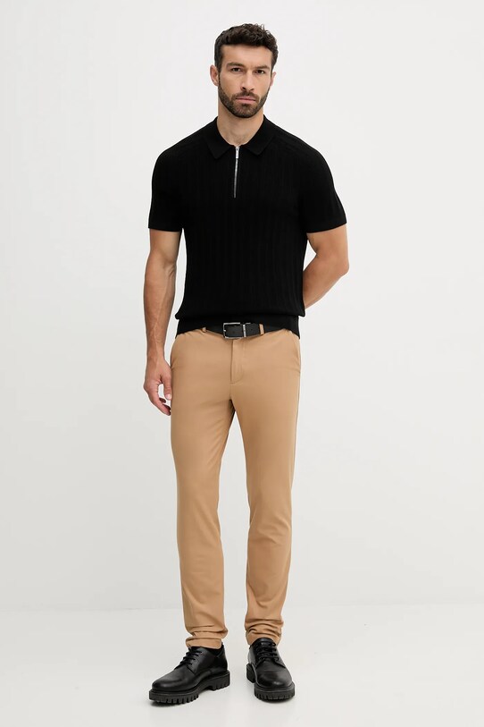 Βαμβακερό μπλουζάκι πόλο Michael Kors CT560GT469 μαύρο AW25